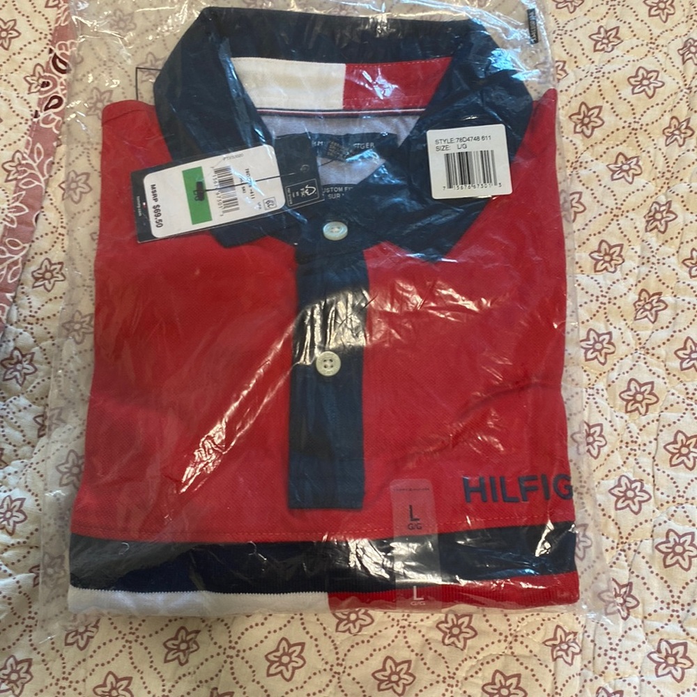 Red polo shirt